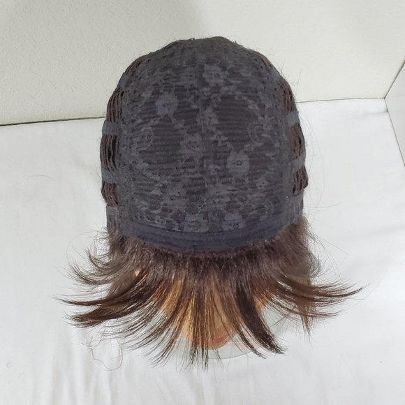 SOLD - The Wig Company Classic Chin-Length Flapper Bob with Bangs Dark Brown - Picture 12 of 16